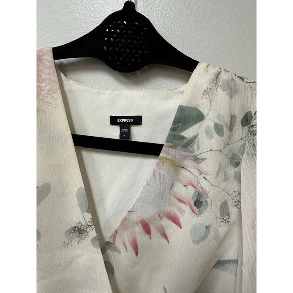 Vintage Express Y2K office siren White Ruffle Blouse Romantic Feminine Cottage S - Picture 4 of 5